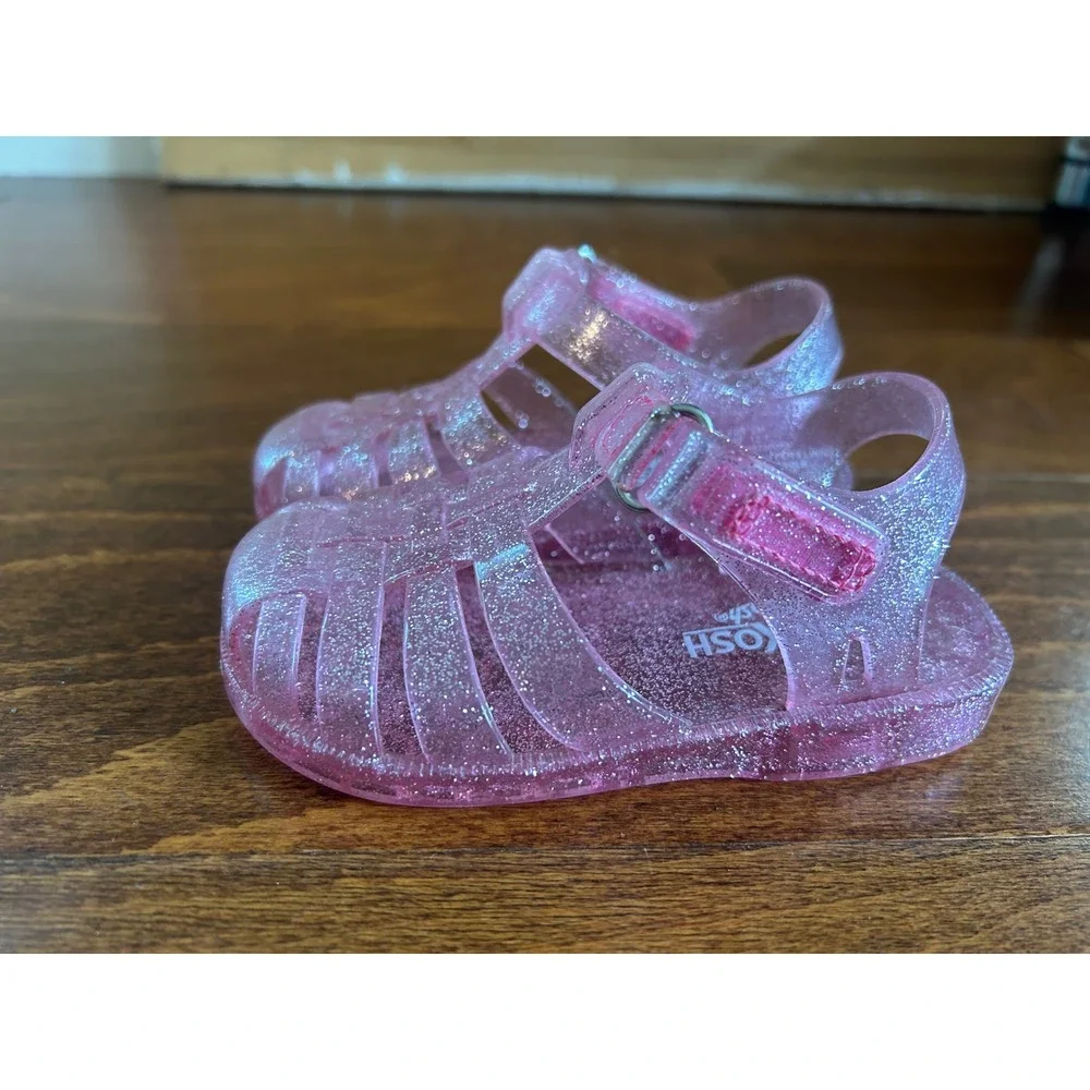 OshKosh B'gosh Marie‎ Pink Glitter Jelly Sandals Fisherman Shoes Toddler Size 5M